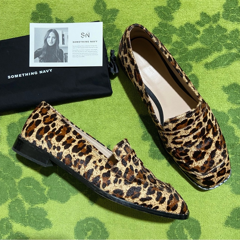 Something Navy Leopard Calf Hair Loafers